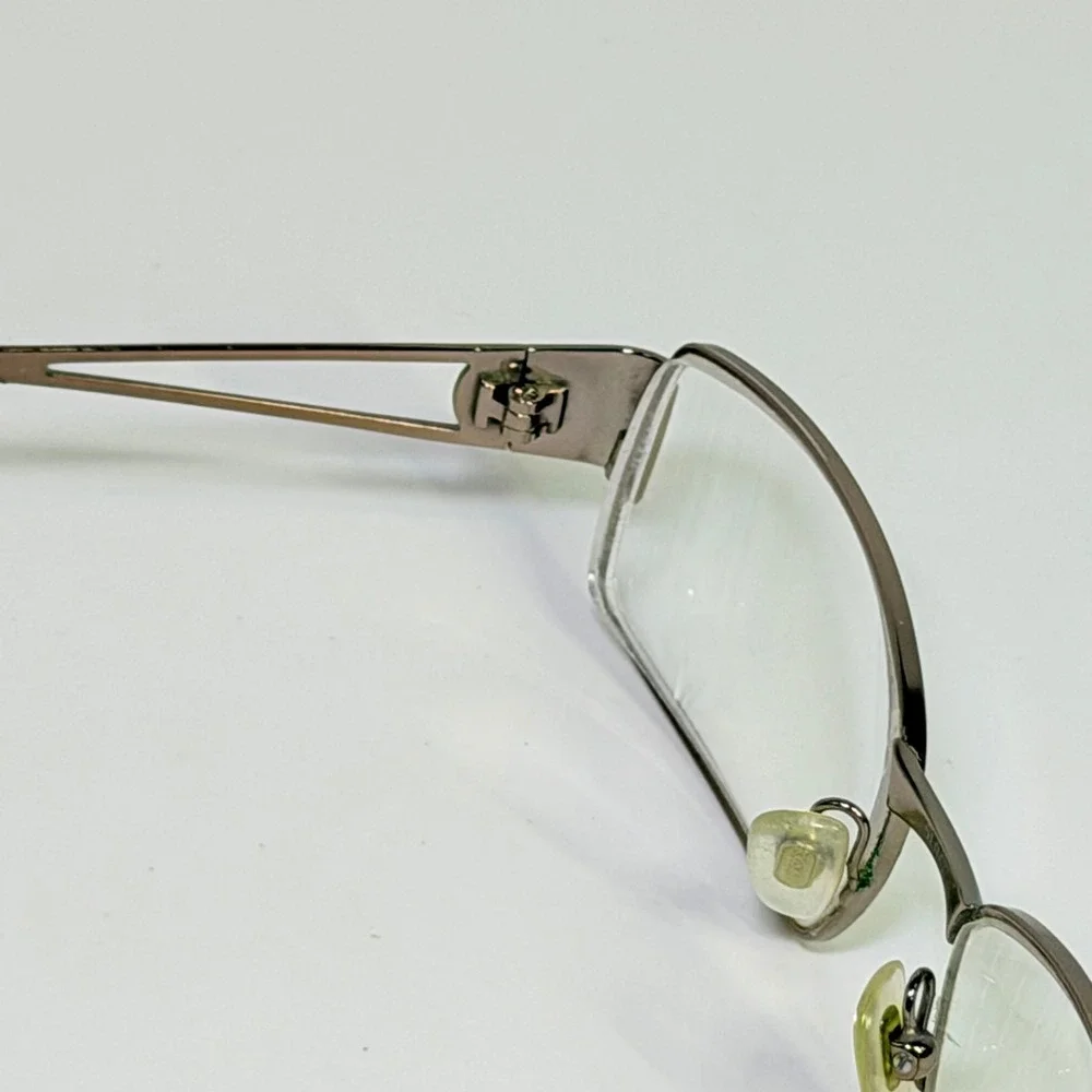 Vintage Medusa Rhinestone Rectangular Eyeglasses Gunmetal Metal Frames Y2K